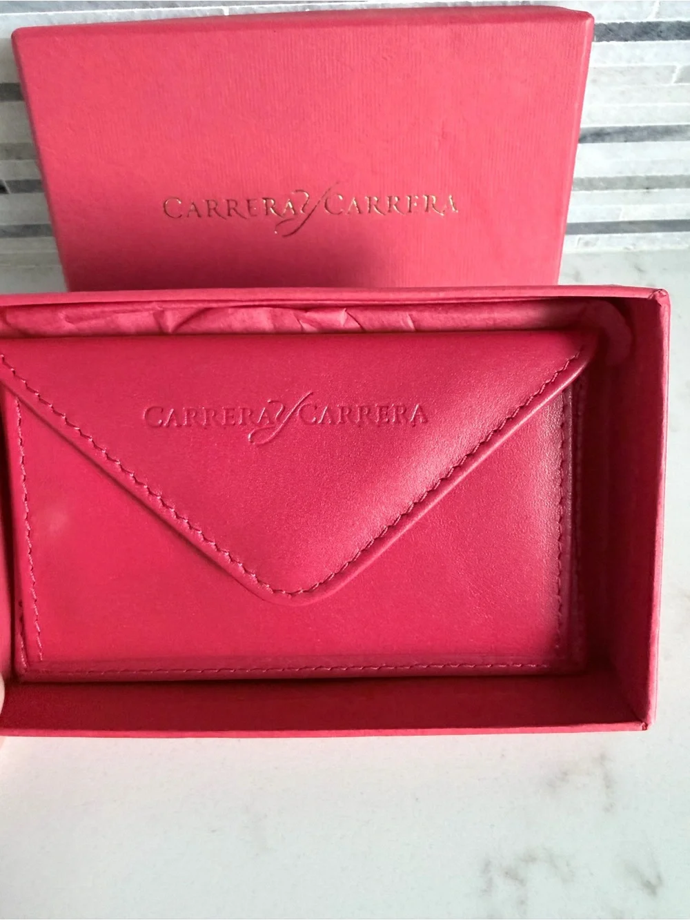 Vintage Carrera Women's Red Leather Card Wallet